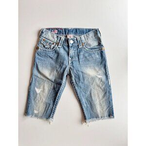 TRUE RELIGION Ricky Cut-Off Super Tee Cotton Denim Bermuda Shorts, Size 28